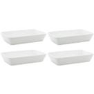 Kit 4 Travessas de Porcelana Branca 26x17x5cm Refratário Linea Lyor Prato Retangular