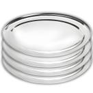 Kit 4 Travessas Oval Rasa Aço Inox 26cm Para Servir Alimentos Porções Cozinha Restaurante - Ke Home