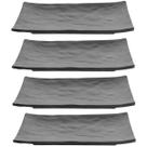 Kit 4 Travessas para Sushi em Melamina Retangulares 20x14cm Preto Gourmet Mix Prato para Servir Comida Japonesa