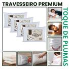 Kit 4 Travesseiros Luxo Confort Royal Toque de Plumas Linha Hotelaria 850g