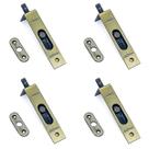 Kit 4 Trincos Embutir Aço Porta De Madeira Bronze Pado 90 BX