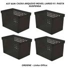 Kit 4 un caixa arquivo movel largo p/ pasta suspensa preto