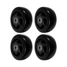 Kit 4 un roda pvc preto 4 pol 100kg p/ rodízio