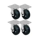 Kit 4 un roda rodízio fixo borracha moldada 4 polegada