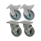 Kit 4 un roda rodízio fixo e giratório freio pvc bp 3" 75mm