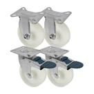 Kit 4 un roda rodízio fixo e giratório freio trava nylon 3"