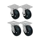 Kit 4 un roda rodízio fixo giratório borracha moldada 6 pol