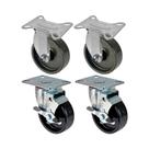 Kit 4 un roda rodízio fixo giratório freio polipropileno 4"