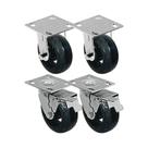 Kit 4 un roda rodízio fixo giratório freio trava borracha 5"