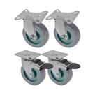 Kit 4 un roda rodízio fixo giratório freio trava pvc bp 4"