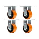 Kit 4 un roda rodízio fixo poliuretano moldado ferro pu 6 po