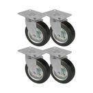 Kit 4 un roda rodízio giratório borracha maciça 3 pol