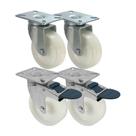Kit 4 un roda rodízio giratório freio trava nylon 3 pol 75mm