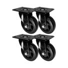Kit 4 un roda rodízio giratório pvc preto 1.5/8 pol 40mm