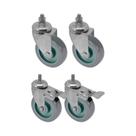 Kit 4 un roda rodízio rosca giratório freio trava pvc bp 3"