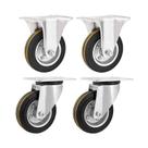 Kit 4 un rodízio fixo giratório borracha preta 3" 76mm 60kg