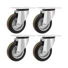 Kit 4 un rodízio giratório borracha preta aço 3" 76mm 60kg