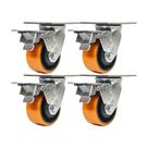 Kit 4 un rodízio giratório trava poliuretano ferro pu 5"