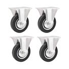 Kit 4 un rodízio roda fixo borracha preta 3" 76mm 40kg leve