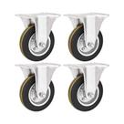 Kit 4 un rodízio roda fixo borracha preta aço 3" 76mm 60kg