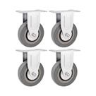 Kit 4 un rodízio roda fixo borracha pvc cinza 3" 76mm