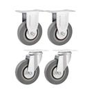 Kit 4 un rodízio roda fixo e giratório pvc cinza2" 50mm