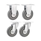 Kit 4 un rodízio roda fixo e giratório pvc cinza3" 76mm