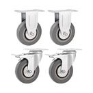 Kit 4 un rodízio roda fixo giratório freio pvc cinza 3" 76mm