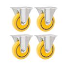 Kit 4 un rodízio roda fixo pvc amarela 3" 76mm