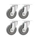 Kit 4 un rodízio roda giratório borracha pvc cinza 3" 76mm