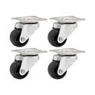 Kit 4 un rodízio roda giratório pvc preta 1 25mm 10kg leve