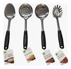 Kit 4 utensílios De Cozinha Escumadeira Colher Concha e Pegador De Massas resistente, caldos, concha para feijão, colher para arroz, escumadeira