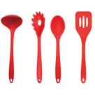 Kit 4 Utensílios Silicone Colher Pegador Concha Cozinha