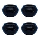 Kit 4 Vasinhos Cerâmico Esmaltado para Suculentas Plantas Artificiais Mini Vaso Cachepô Preto