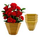 Kit 4 Vaso De Planta Sextavado Medio MDF Cachepo 13Cm