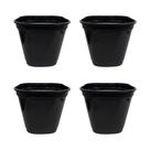 Kit 4 Vasos 2L Preto para Quintal Jardim - Plantas Flores Rosas Mudas - Decoração Elegante
