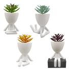 Kit 4 Vasos Bob + 4 Plantas Artificiais - Decoração Sala