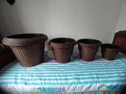 Kit 4 vasos de flor em fibra sintética redondo vários tamanhos (P+M+G+GG)