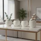 Kit 4 Vasos Decorativos Brancos Estilo Para Suculentas Branco Kit Moderno