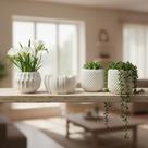 Kit 4 Vasos Decorativos Brancos Estilo Para Suculentas Branco Moderno 3d