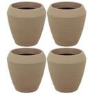 Kit 4 Vasos Grandes Jardim Tramontina Egípcio em Polietileno 54cm Granito Areia Plantas Folhagem