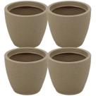 Kit 4 Vasos para Flores com Prato Asteca Tramontina Plástico 24cm Granito Areia Folhagens Plantas