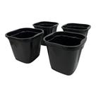 Kit 4 Vasos Plantas Mudas Rosas - Cachepot Plástico Preto 900ml - Decoração Casas e Jardim