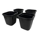 Kit 4 Vasos Plantas Plástico Preto 900ml Decoração Jardim Mudas Rosas