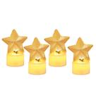 Kit 4 Velas Eletrônicas Estrela Aramada Dourado Natal Led 7cm - Magizi
