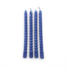 Kit 4 Velas Metálicas Azuis Elegantes Para Castiçal 18 cm