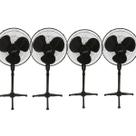 Kit 4 Ventilador Silencioso Pedestal 127V Preto Ajustável Kit 4 Ventilador Silencioso Pedestal 127V Preto Ajustável