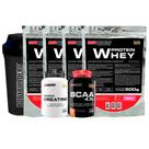 Kit 4 Whey Protein 500g + BCAA 100g Tangerina + Power Creatina 100g + Coqueteleira - Bodybuilders