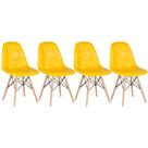 KIT - 4 x cadeiras estofadas Eames Eiffel Botonê - Base de madeira clara