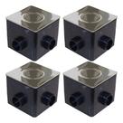 Kit 4 X Caixa De Passagem Quadrada Com Regulagem Tampa Inox